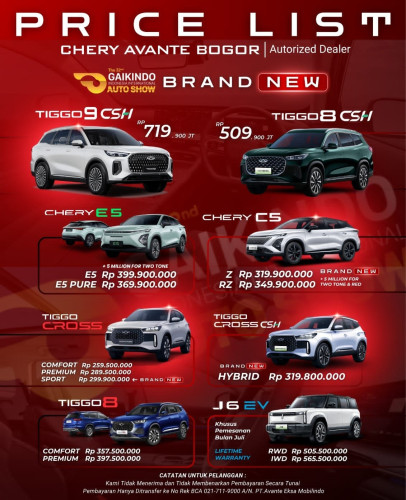 Pricelist Harga Chery kotadepok 2025
